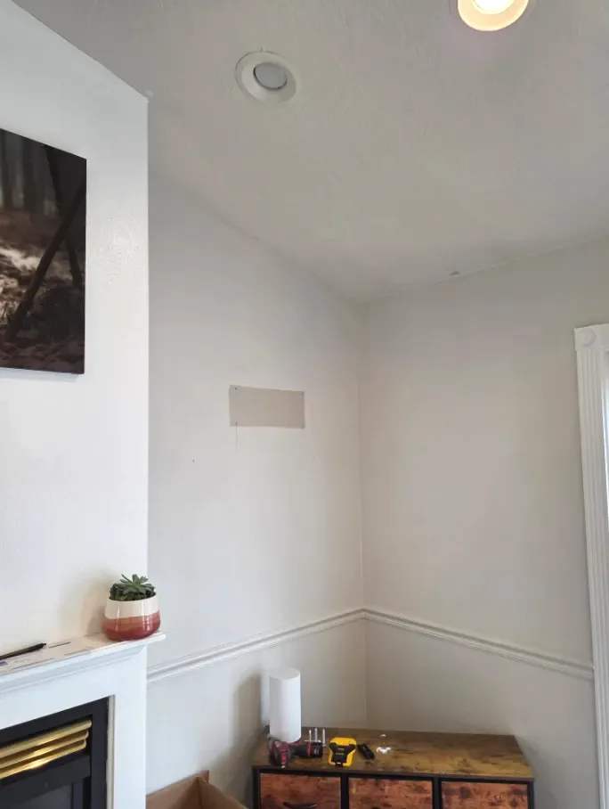Fireplace wall before the TV was mounted